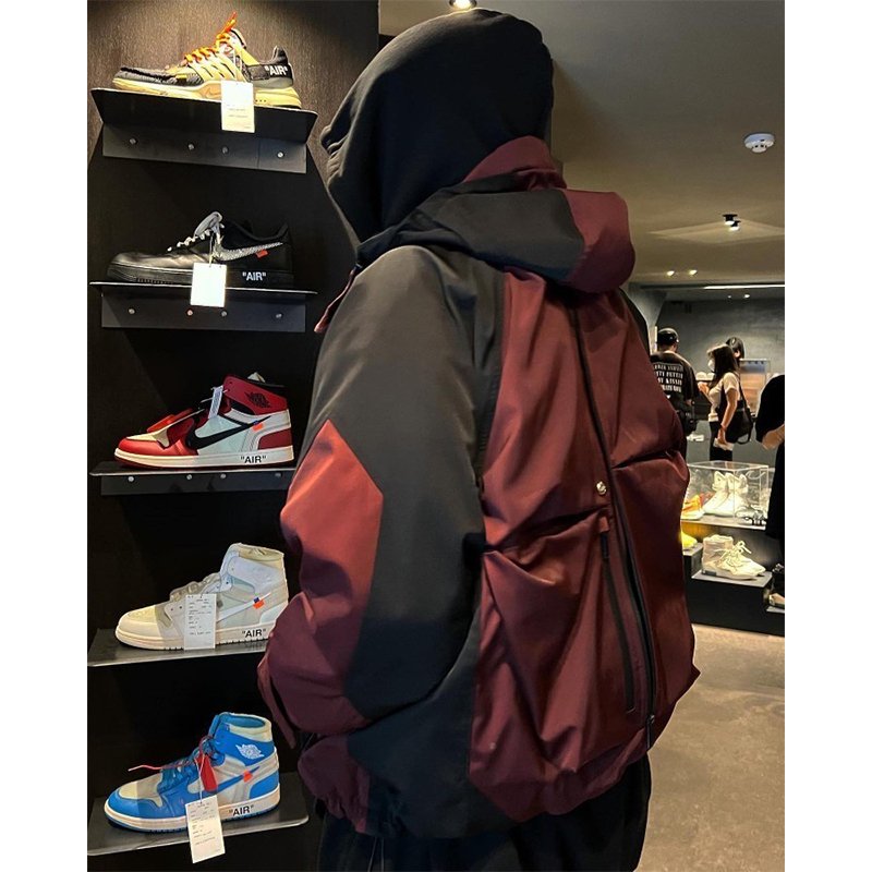 New Multi Pocket Deconstruction Function Color Blocked Zipper Highstreet Trendy Brand Loose Hooded Assault Men's Outdoor Jacket