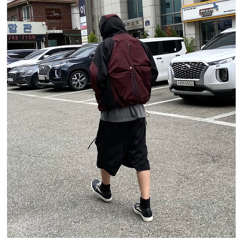 New Multi Pocket Deconstruction Function Color Blocked Zipper Highstreet Trendy Brand Loose Hooded Assault Men's Outdoor Jacket