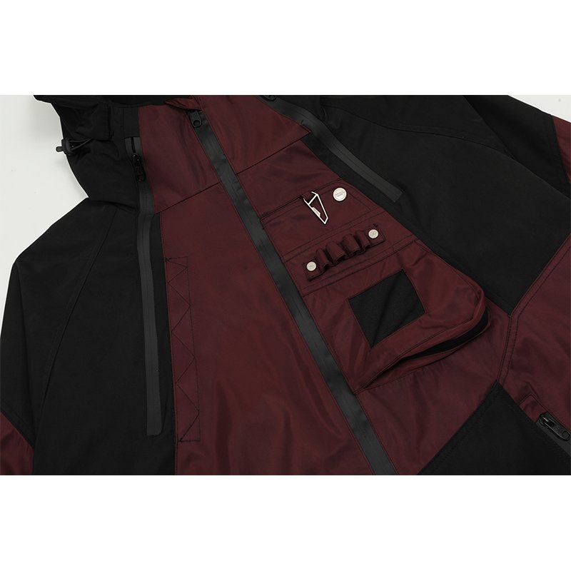 New Multi Pocket Deconstruction Function Color Blocked Zipper Highstreet Trendy Brand Loose Hooded Assault Men's Outdoor Jacket