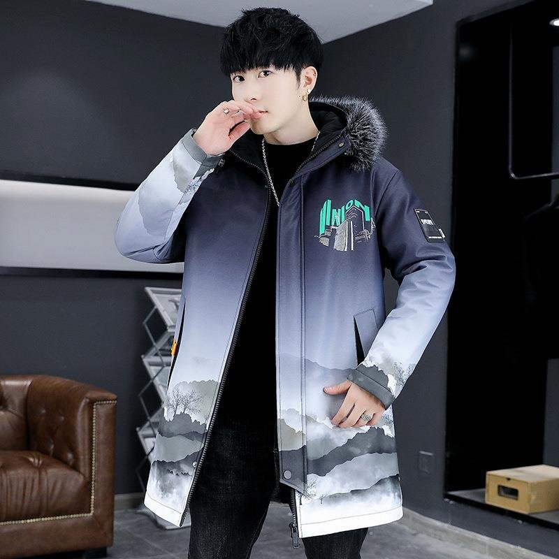 Winter new long warm plush thick hooded work clothes cotton jacket plus size men's jacket winter jacket