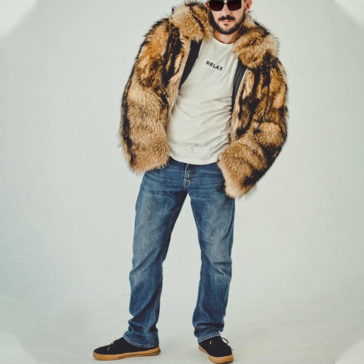Winter Warm Outerwear Men's faux fur Coat Jacket Soft Outdoor Casual Hood Brown Pure Color Artificial Fleece Fur Coat