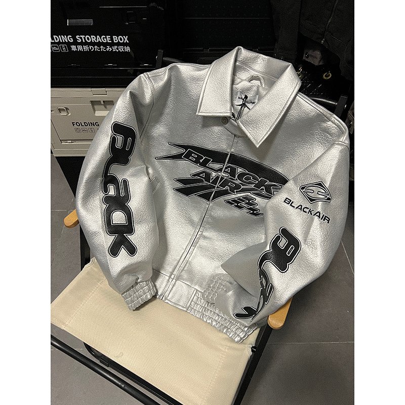 OEM & ODM Custom Logo Men's PU Leather Jacket Street Embroidery Style Fall Fashion Hip Hop Loose Motorcycle Jacket