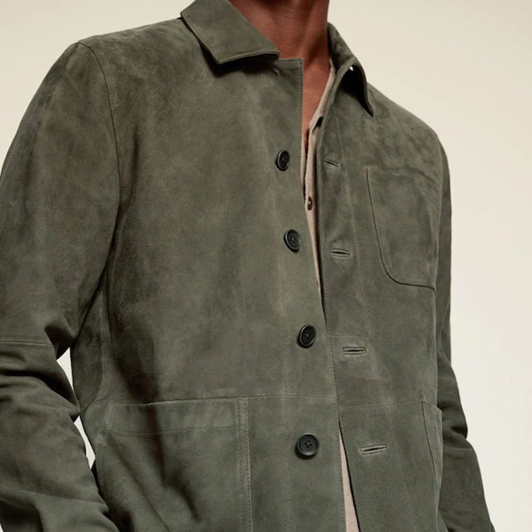 European American Spring Autumn Men's Multicolor Belt Pocket Suede Lapel Button Casual Long-sleeved Shirt Jacket Coat