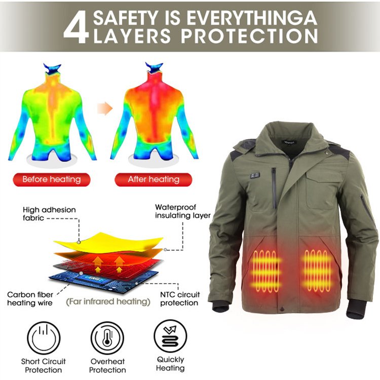 2023 Custom Outdoor Waterproof Motorcycles Hiking Ski Softshell Hood Clothing Men's Heated Jackets