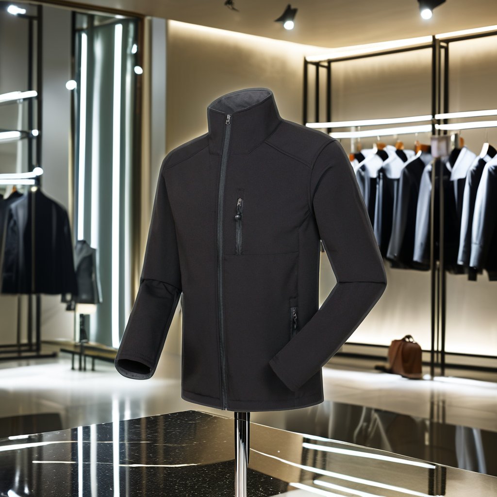 Men's High Quality Softshell Jacket Logo Long Sleeves Stand Collar Waterproof Winter Apparel made Warm Polyester Nylon Zipper