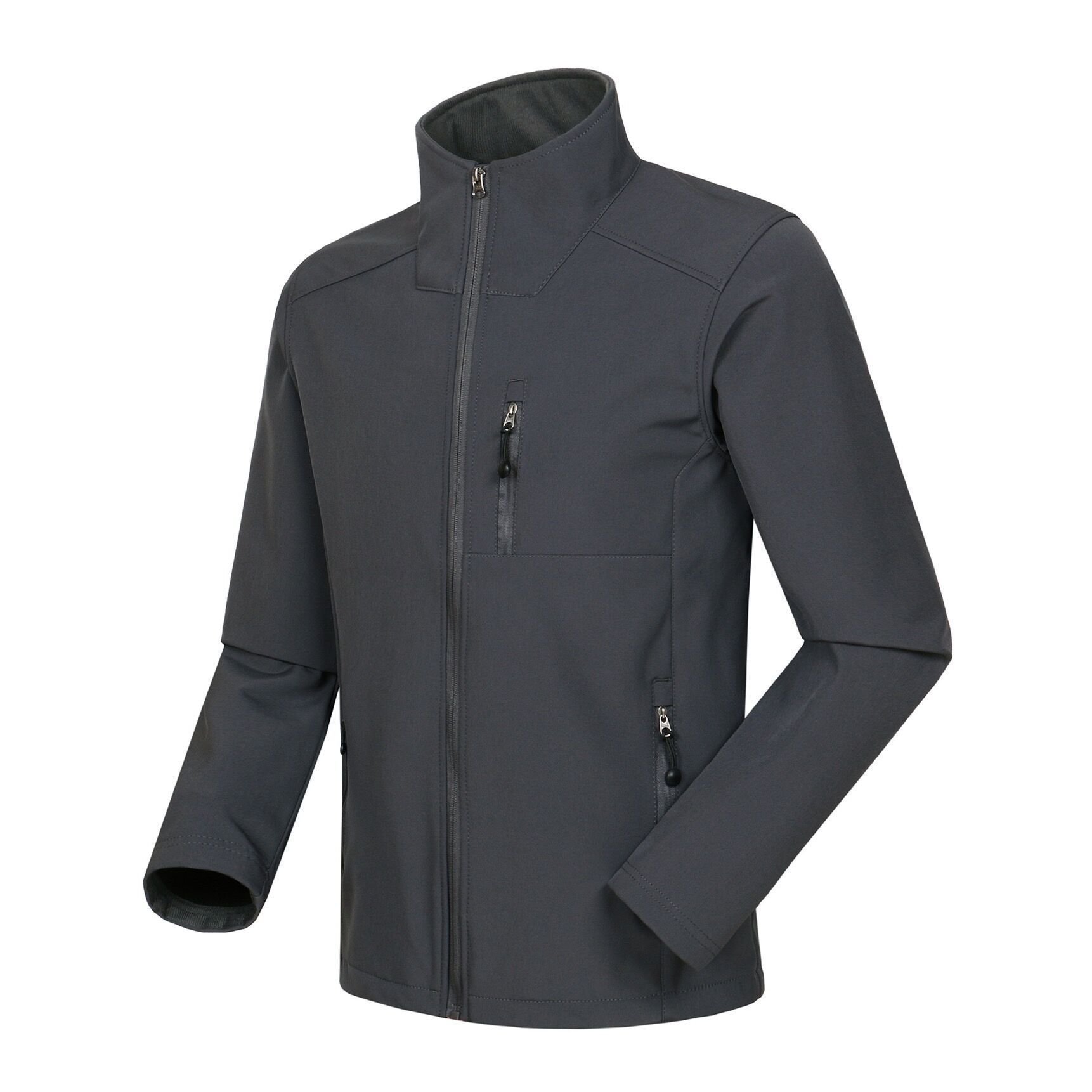 Men's High Quality Softshell Jacket Logo Long Sleeves Stand Collar Waterproof Winter Apparel made Warm Polyester Nylon Zipper