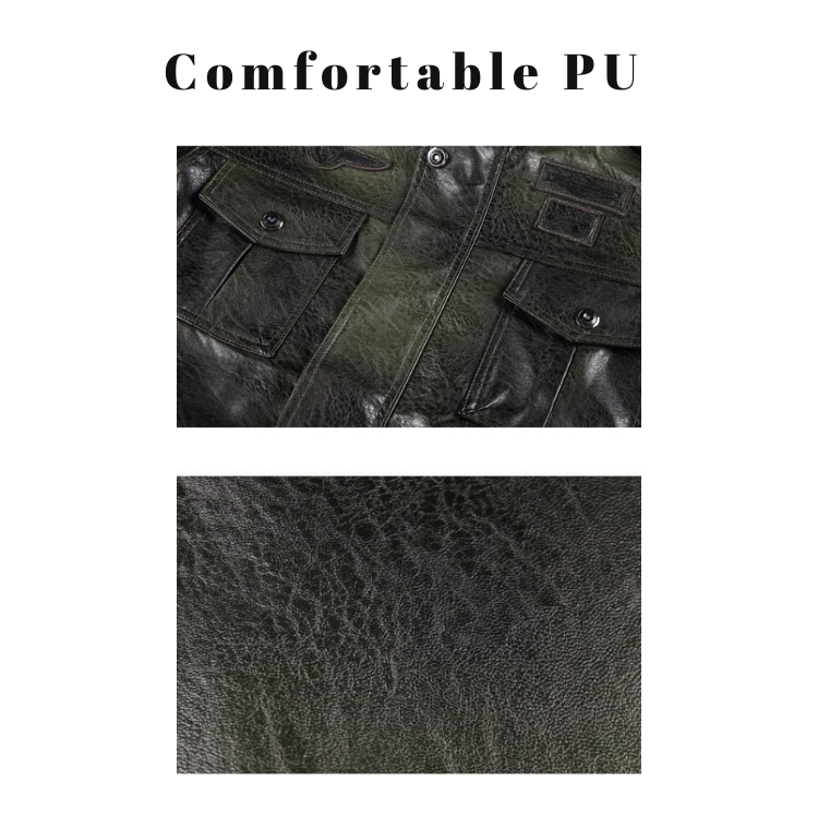 Hot sell 2022 PU custom men's jacket autumn winter coat epaulet pilot jacket men's middle-aged and youth work coat