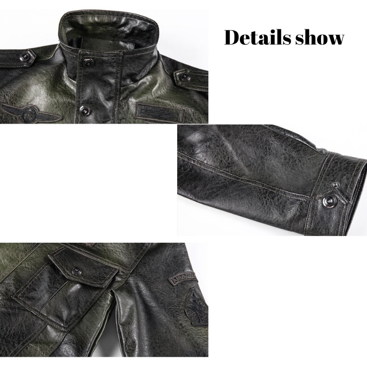 Hot sell 2022 PU custom men's jacket autumn winter coat epaulet pilot jacket men's middle-aged and youth work coat