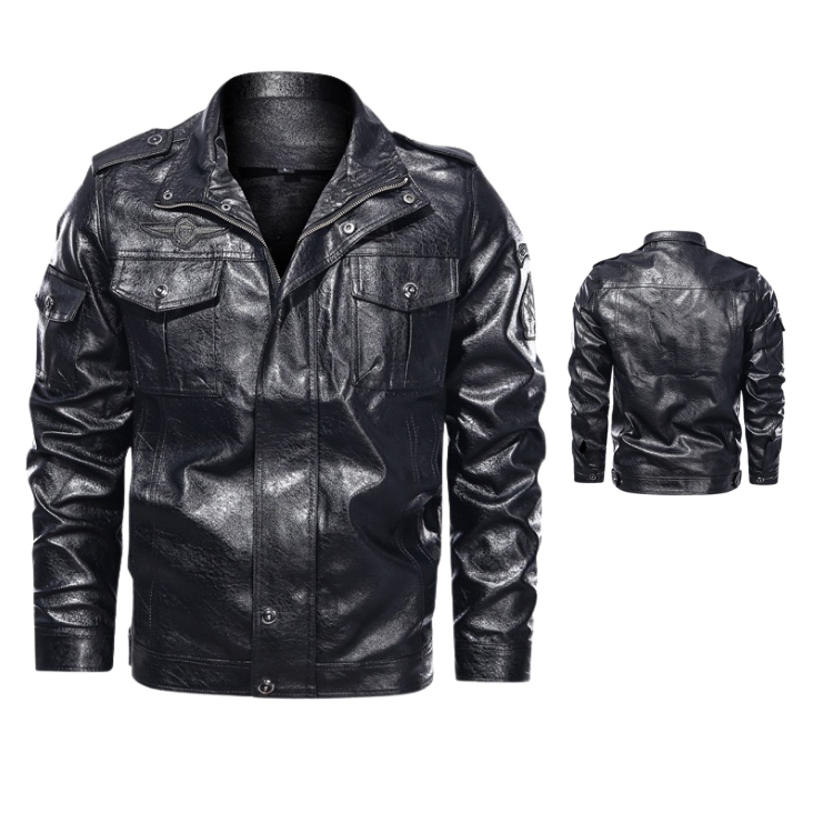 Hot sell 2022 PU custom men's jacket autumn winter coat epaulet pilot jacket men's middle-aged and youth work coat