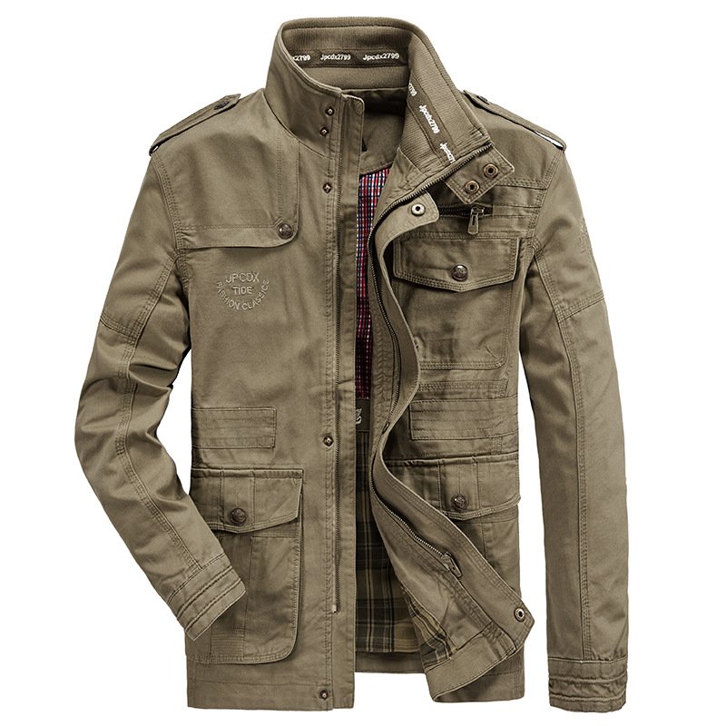 Casual plus size cotton jacket for men stand collar men's jacket