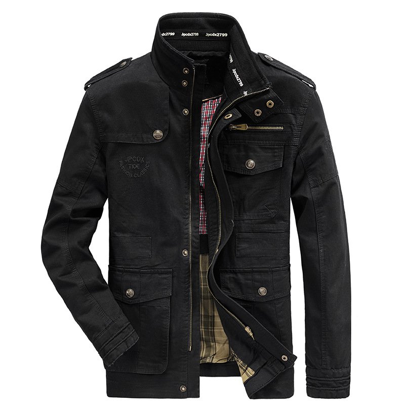 Casual plus size cotton jacket for men stand collar men's jacket