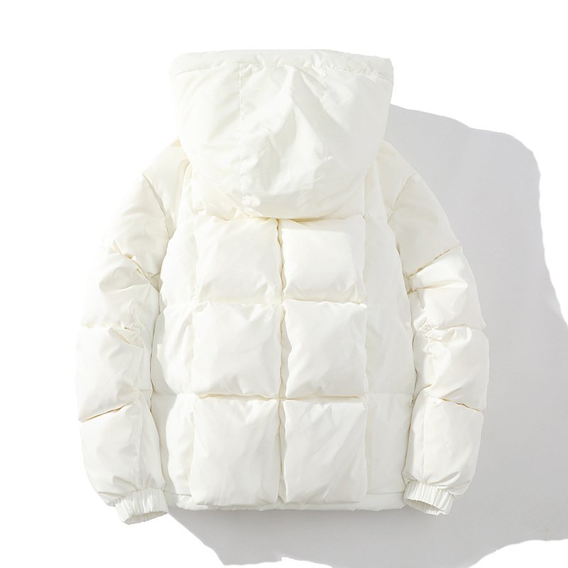 female lovers high-end trend versatile winter warm hood pure color bright face men's down jacket