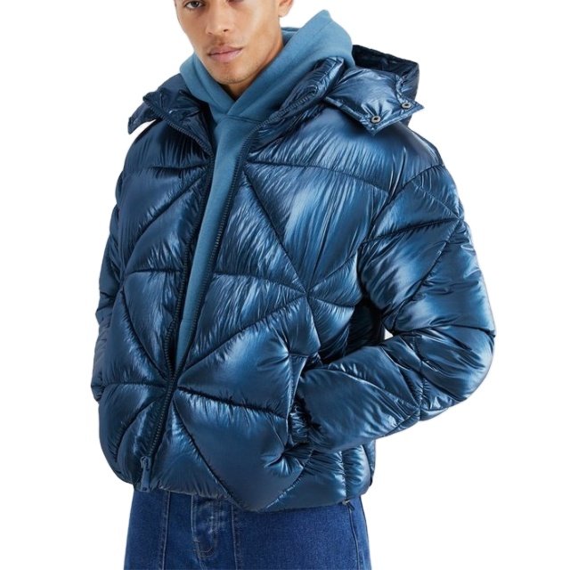 Custom Winter Men's Puffer Jacket Plus Size Short Collar Hood Black Duck Leather Zipper Waterproof Outdoor Leisure Clothing Fur