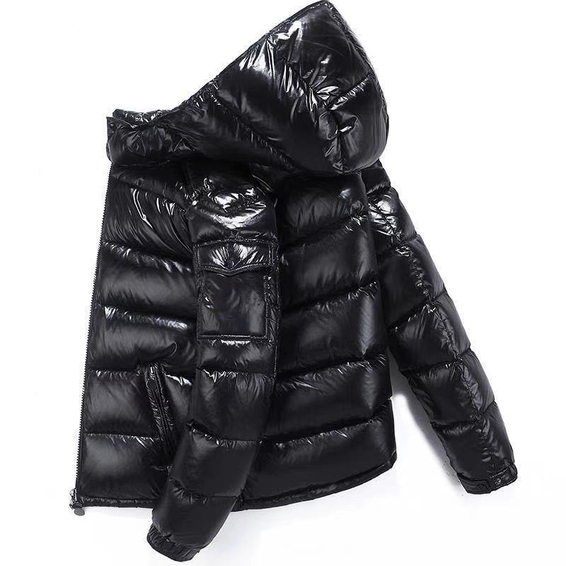 Down Coat Men's Bright Face Trend Hooded Short Thick Winter Bomber Shiny Puffer Men's Jacket
