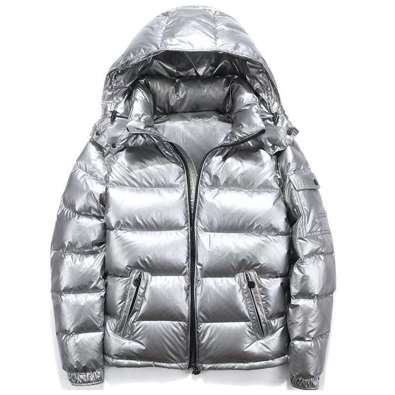 Down Coat Men's Bright Face Trend Hooded Short Thick Winter Bomber Shiny Puffer Men's Jacket