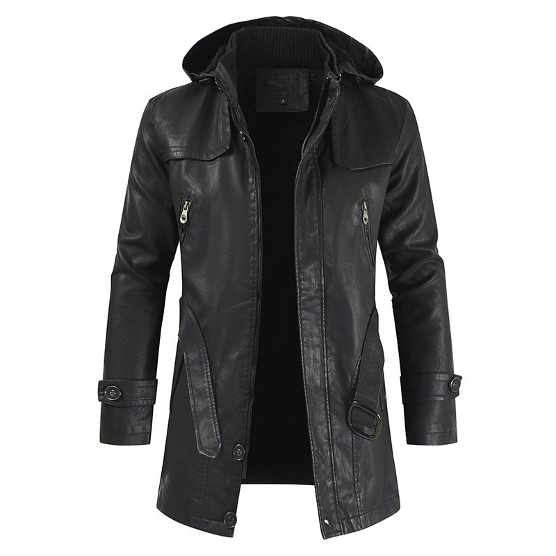 New Style Men's Jacket Manteau Men Plus Size Long Coats Fashion Men's Brown Leather Jackets