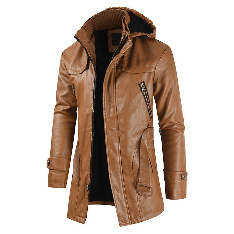 New Style Men's Jacket Manteau Men Plus Size Long Coats Fashion Men's Brown Leather Jackets