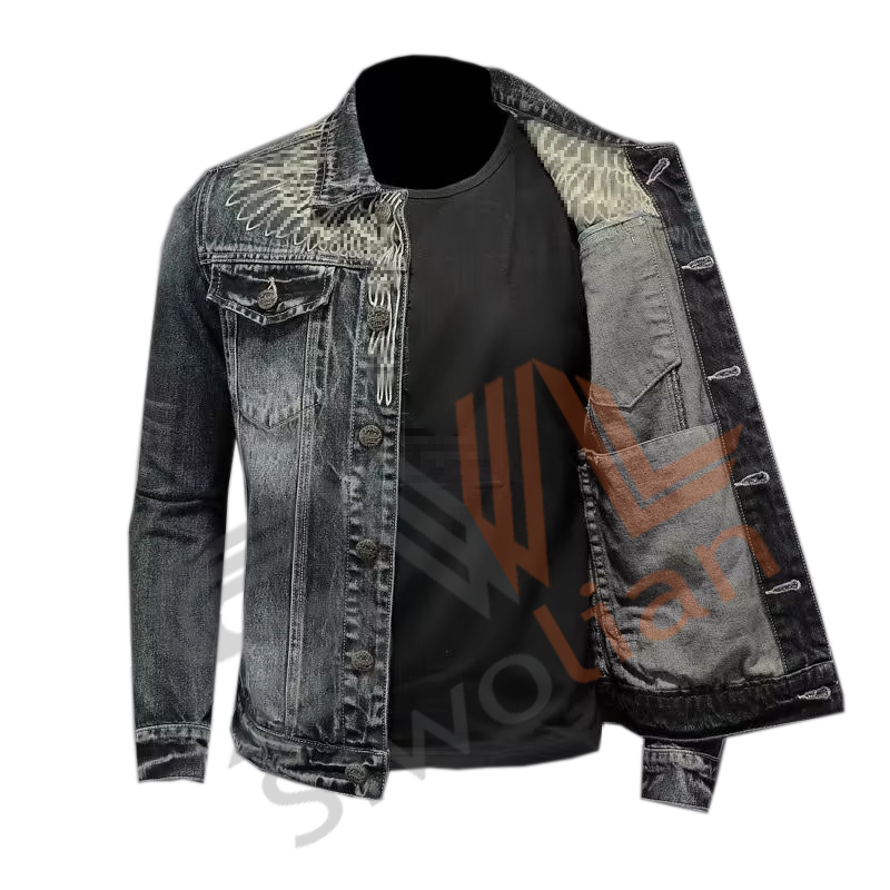 Wholesale Unisex Retro Blue Denim men's jackets Zipper Breathable Stand Collar Casual Streetwear Jacket For Men