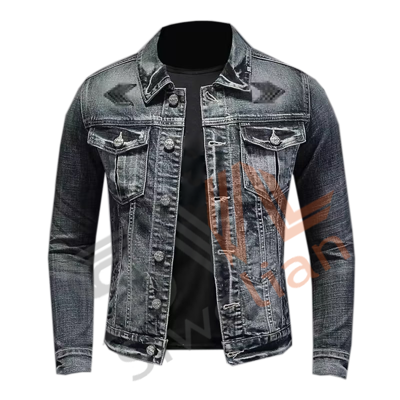 Wholesale Unisex Retro Blue Denim men's jackets Zipper Breathable Stand Collar Casual Streetwear Jacket For Men