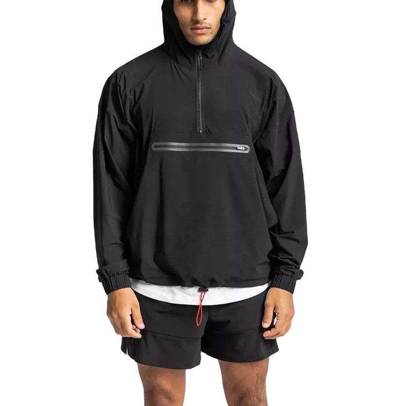 wholesales men's custom printed 1/4 zipper anorak outdoor lightweight jackets windbreaker waterproof men jacket