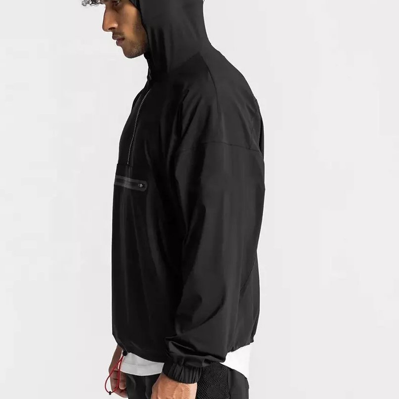 wholesales men's custom printed 1/4 zipper anorak outdoor lightweight jackets windbreaker waterproof men jacket