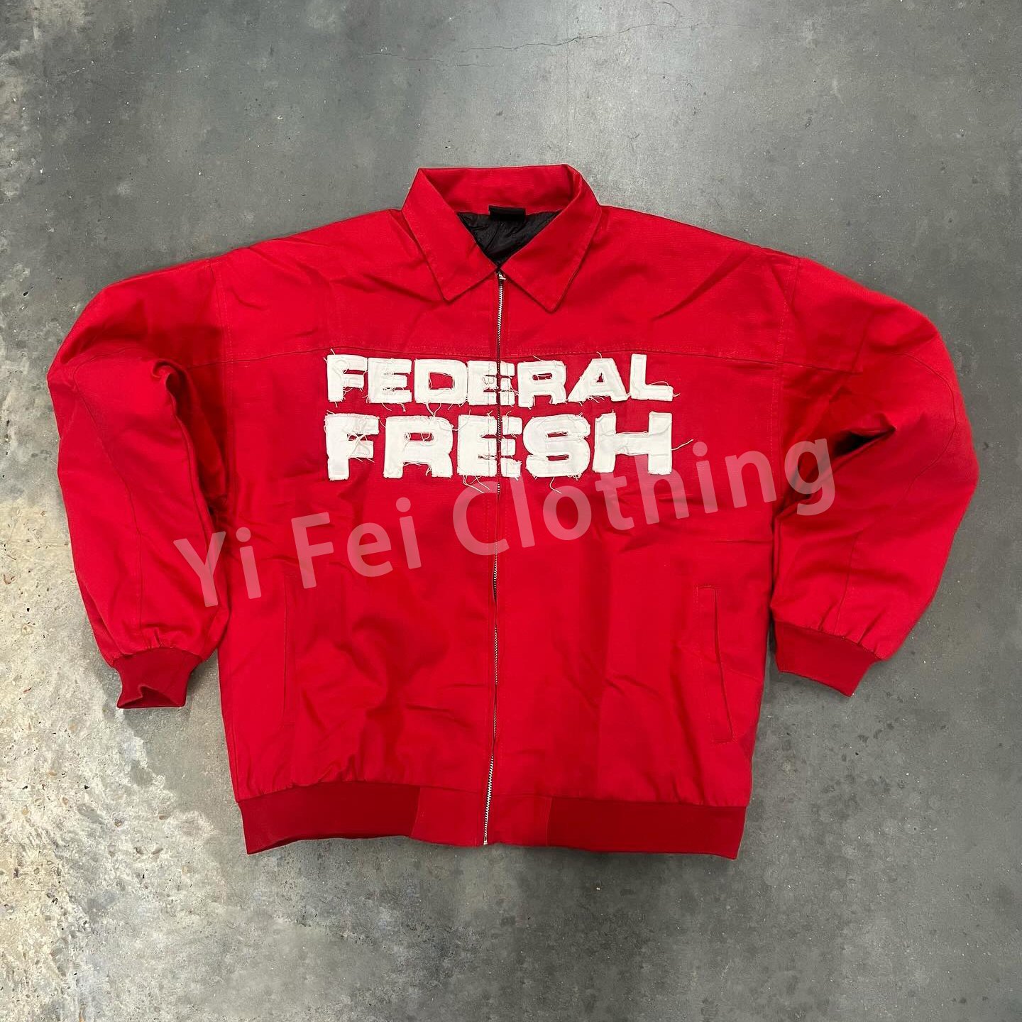 Custom Twill Cotton Zip Up Work Jacket For Men OEM Designer Brand Distressed Embroidery Patch Jacket