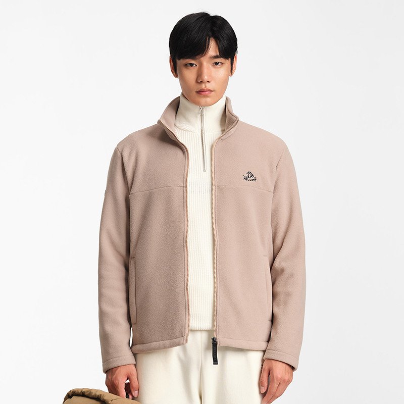 New Design Fleece Full Zip Jacket Fleece Tactical Jacket Men's Solid Color Stand for Men's Standard Outdoor Climbing Regular