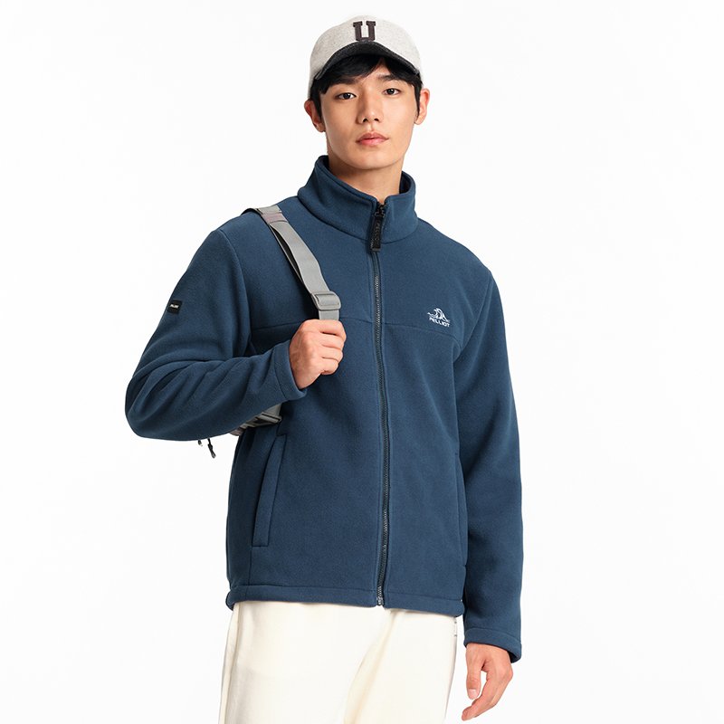 New Design Fleece Full Zip Jacket Fleece Tactical Jacket Men's Solid Color Stand for Men's Standard Outdoor Climbing Regular