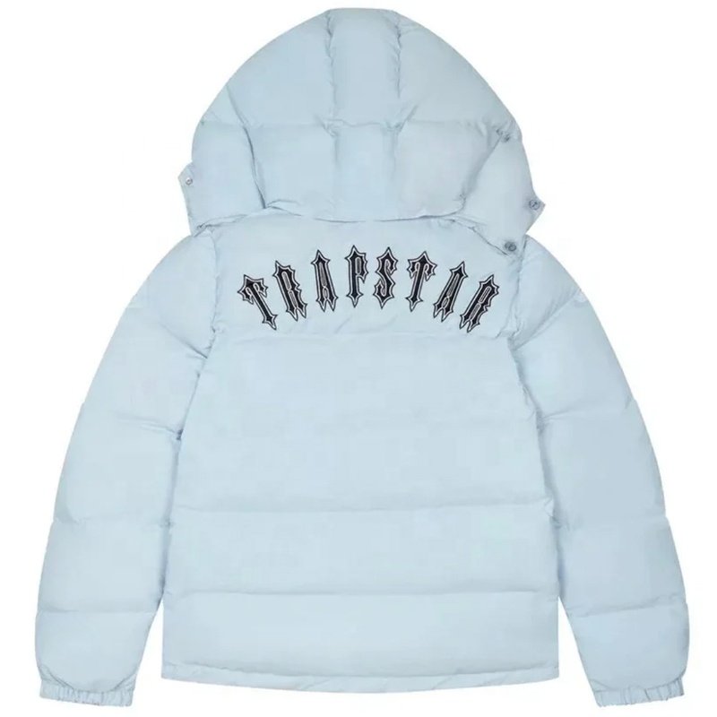 Men's Fashion Street Wear Winter Warm Jacket Top with Hooded Coat Night Reflective Down Jacket Trapstar Grey