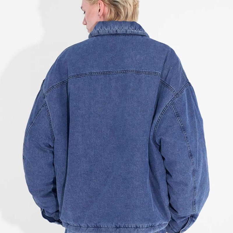 Custom winter coats for men denim jacket zipper denim puffer jacket