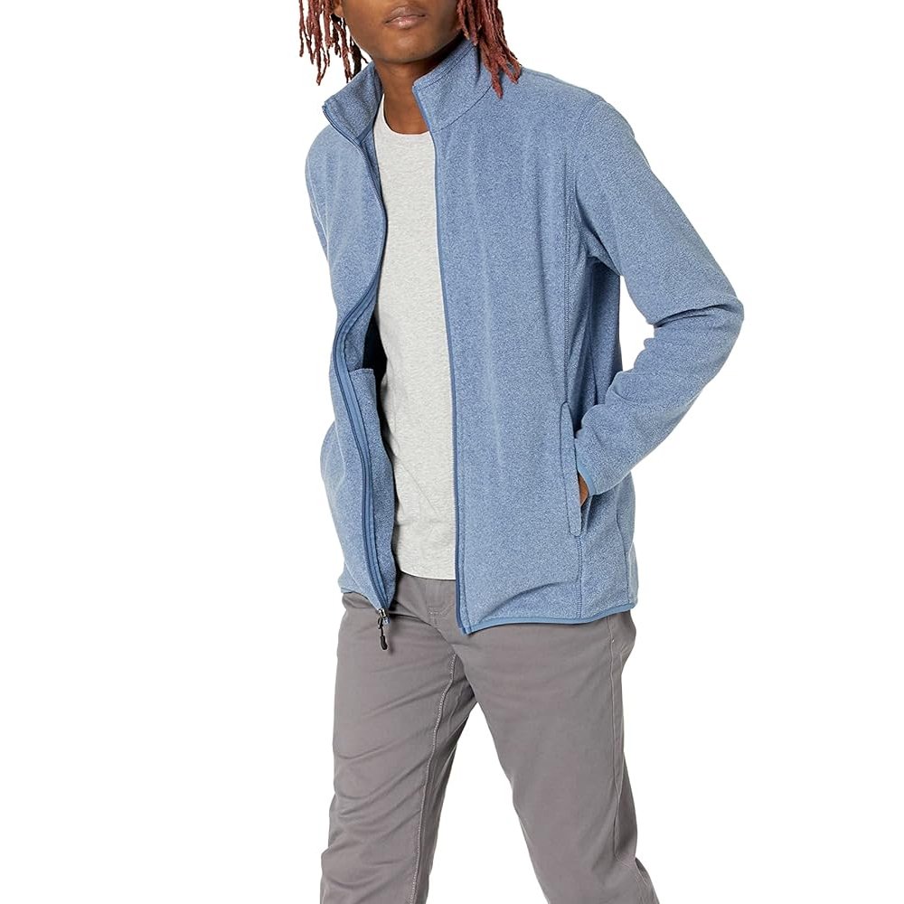 Full Zip Pocket Outdoor Winter Warm Fleece Lined Jacket Men with Custom Design Logo Warm Polar Loose Fleece Men's Jacket