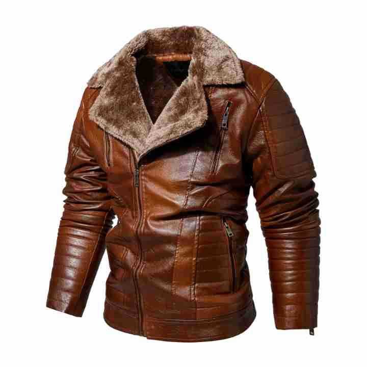 Fashion casual autumn and winter men's European and American plush leather clothes a man of iron guy fur leather jacket for men
