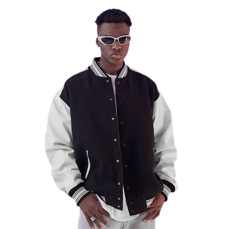 Winter Fashion Buttons Leather Men's Jacket Custom Bomber Clothing Varsity Jackets For Men