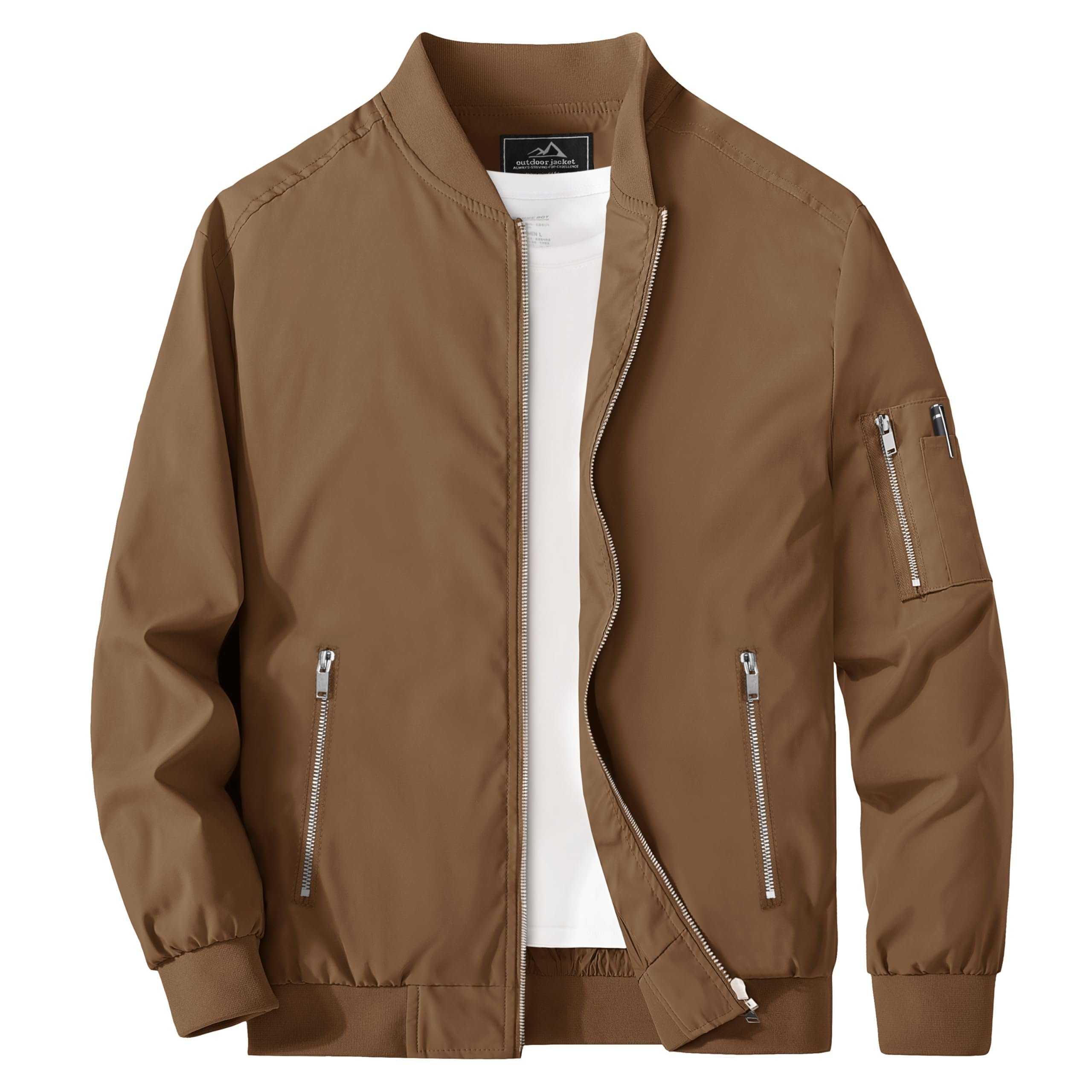 Men's Casual Lightweight Custom Men's Jacket Wind Breaker Zipper Hunting Jacket,Bomber Jackets Lightweight Outwear