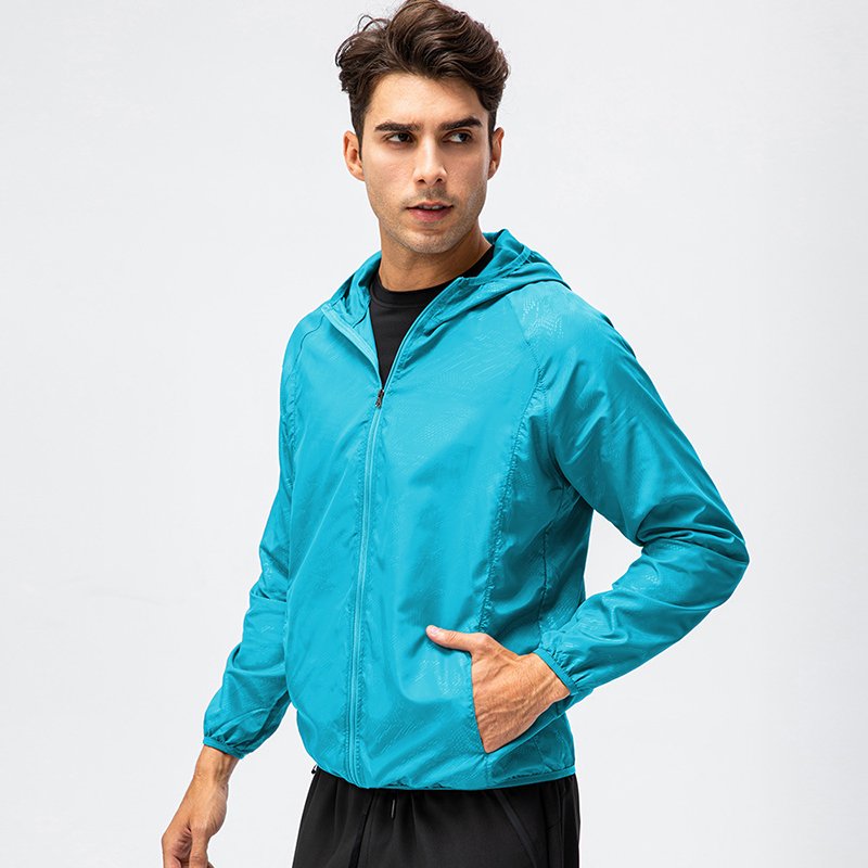 Men's Athletic Jacket Outdoor Cycling Long Sleeve Gym Jacket Breathable Sports Coat Men Lightweight Windbreaker Jacket