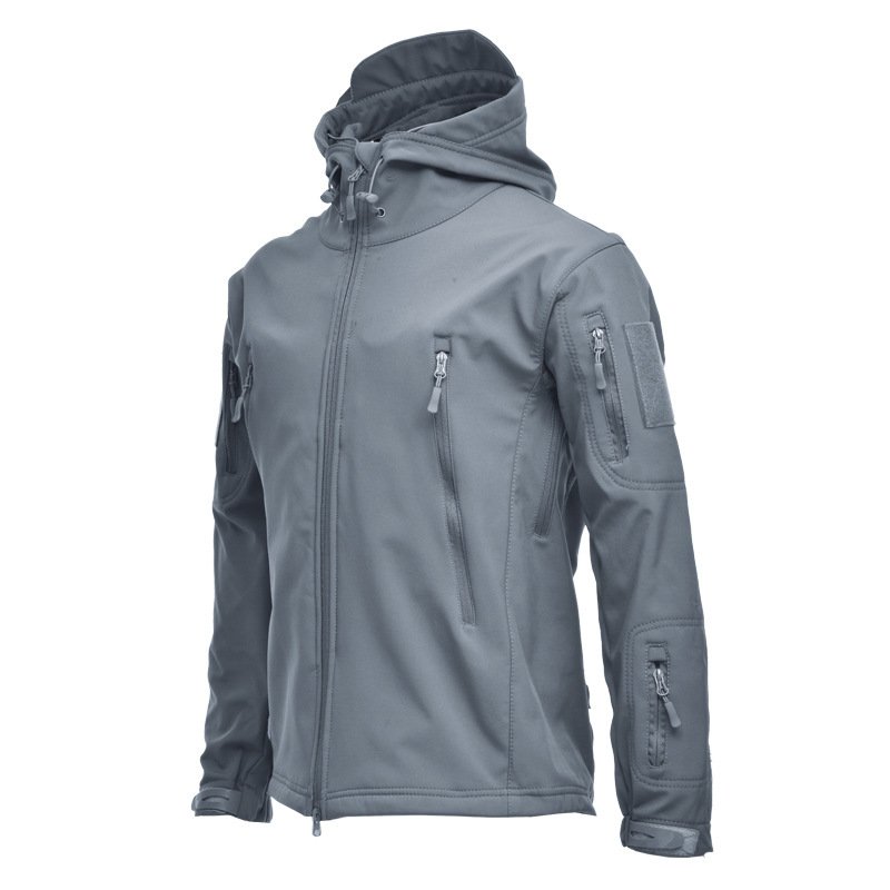 jacket man Shark skin soft shell assault suit camouflage hooded fleece jacket waterproof wind climbing warm men's jacket sets