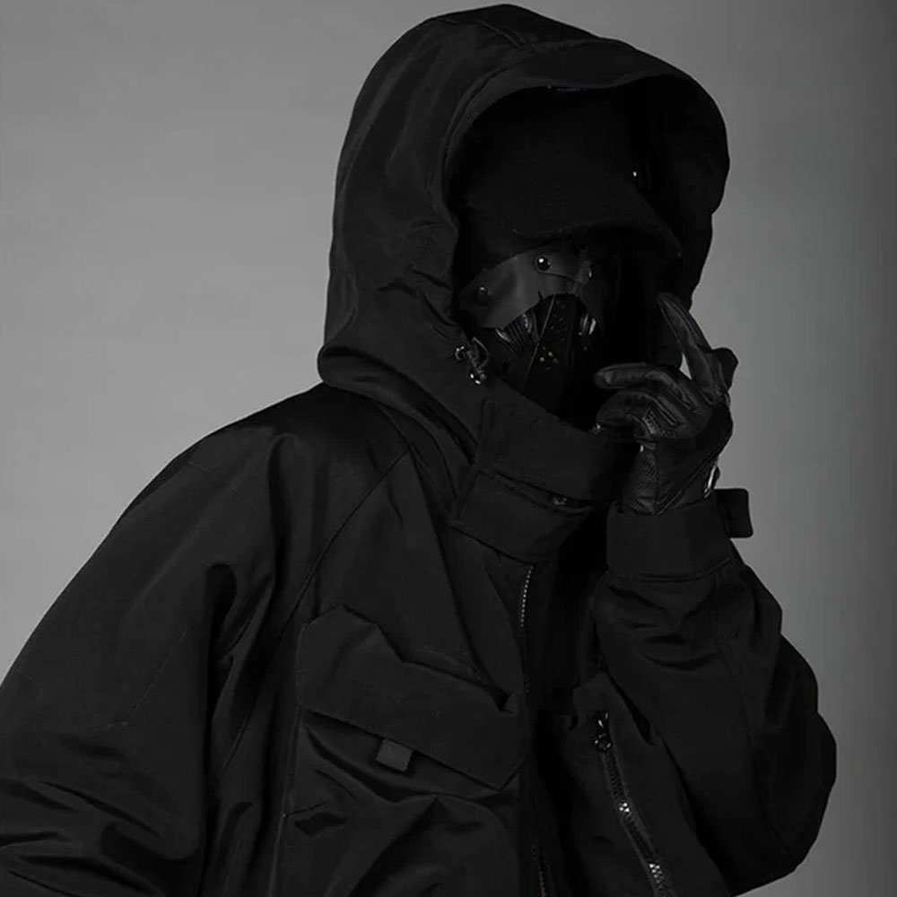 Wholesale Custom Techwear Fashion Jacket For Men Breathable Black Hooded Waterproof Streetwear windbreaker jacket for men