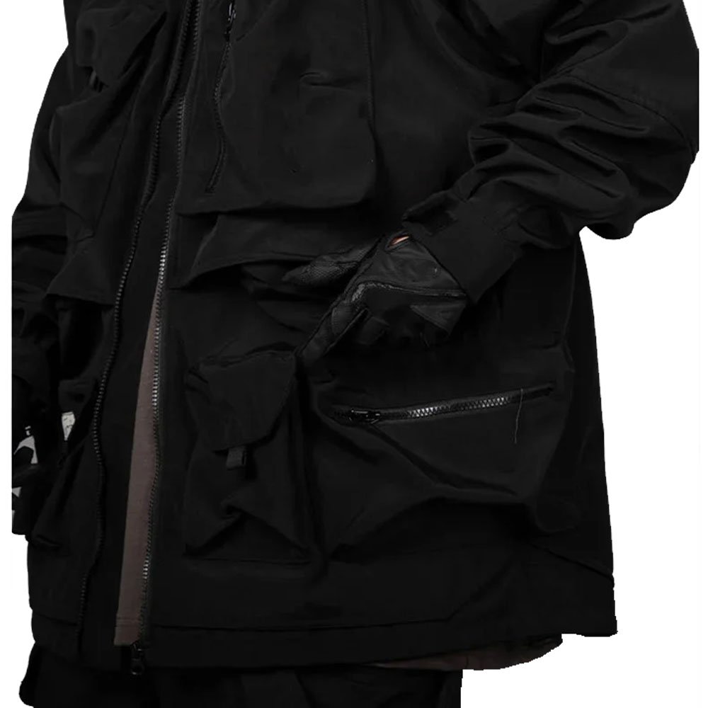 Wholesale Custom Techwear Fashion Jacket For Men Breathable Black Hooded Waterproof Streetwear windbreaker jacket for men