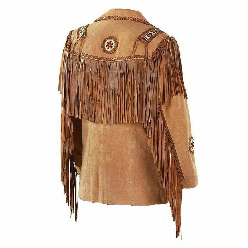 Men Brown Suede Western Cowboy Leather Jacket With Fringe /Custom Western Leather jacket | Men's Pure Suede Fringed Jacket