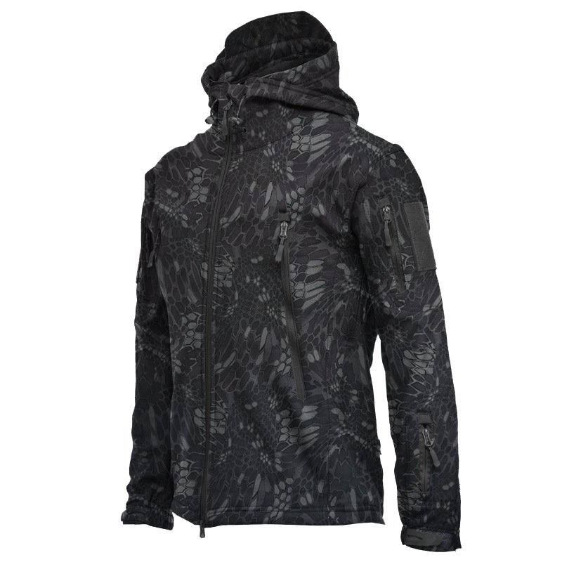 2024 Men Winter Waterproof Fleece Coat Solid Color Breathable Outdoor Warm Work Jacket Hooded Men's Jacket Coat