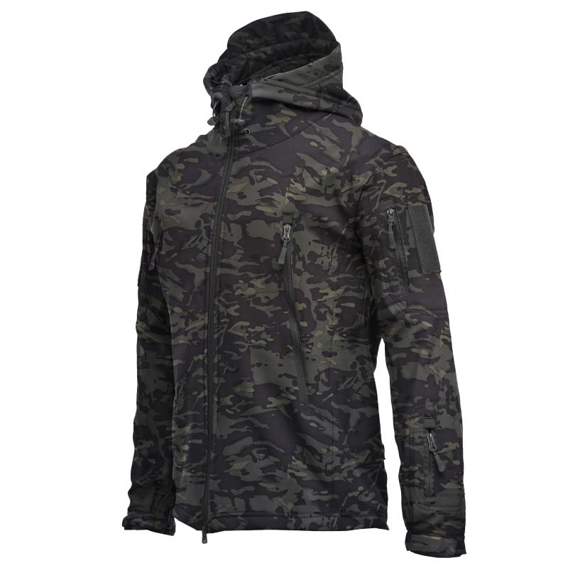 2024 Men Winter Waterproof Fleece Coat Solid Color Breathable Outdoor Warm Work Jacket Hooded Men's Jacket Coat