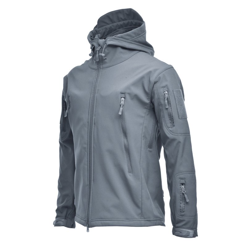 2024 Men Winter Waterproof Fleece Coat Solid Color Breathable Outdoor Warm Work Jacket Hooded Men's Jacket Coat