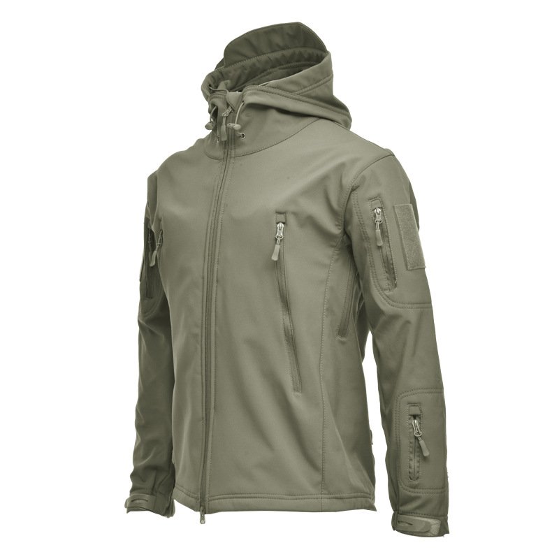 2024 Men Winter Waterproof Fleece Coat Solid Color Breathable Outdoor Warm Work Jacket Hooded Men's Jacket Coat