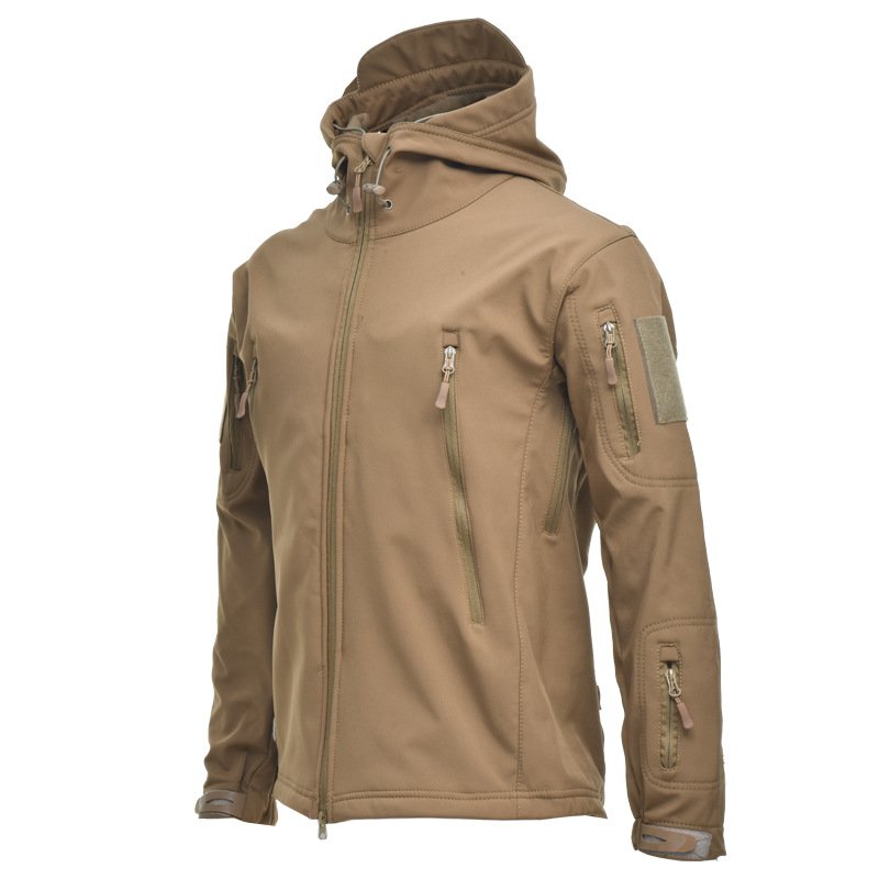 2024 Men Winter Waterproof Fleece Coat Solid Color Breathable Outdoor Warm Work Jacket Hooded Men's Jacket Coat