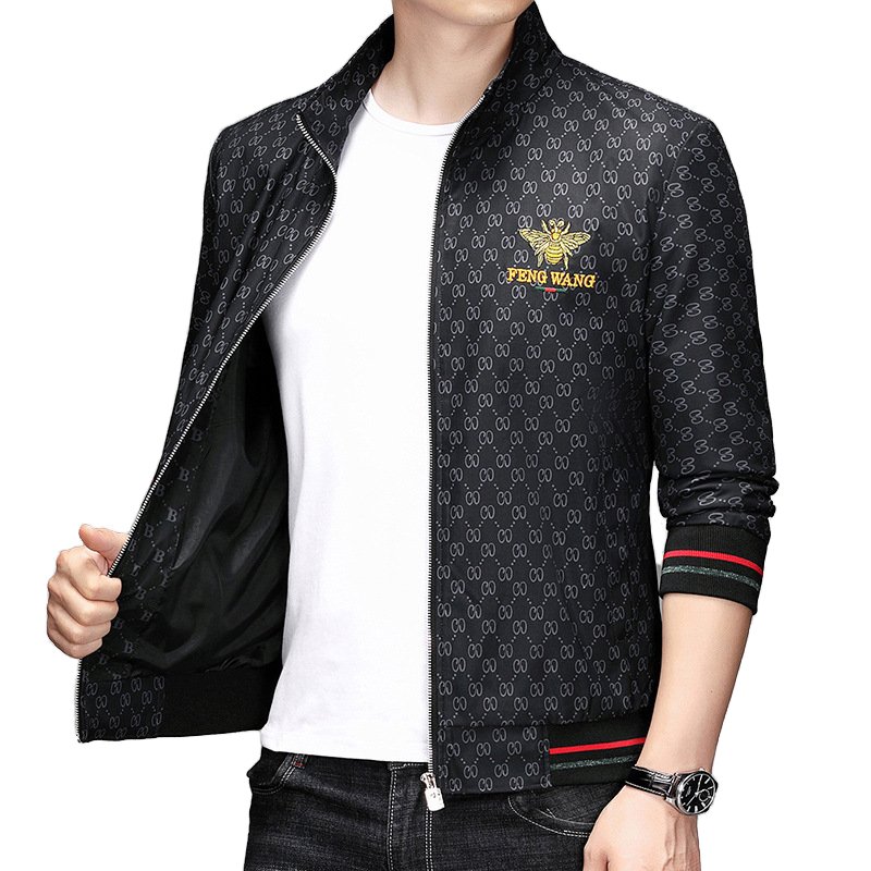 TONGYANG Spring and Autumn Thin Little Bee Baseball Suit Standing Collar Trendy Brand Men's Coat Top Embroidered Korean Version