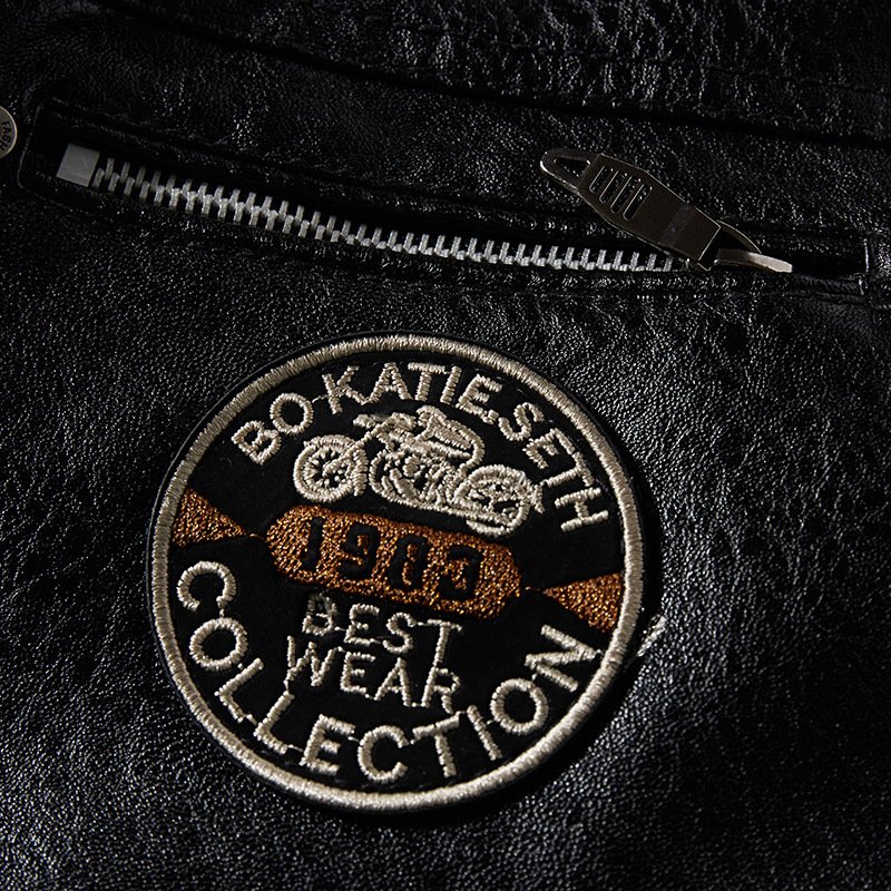 Men's PU Leather Jacket Men's Winter Fleece Men's Stand Collar Biker Casual Windproof Slim Fit Jacket Fleece Leather Jacket