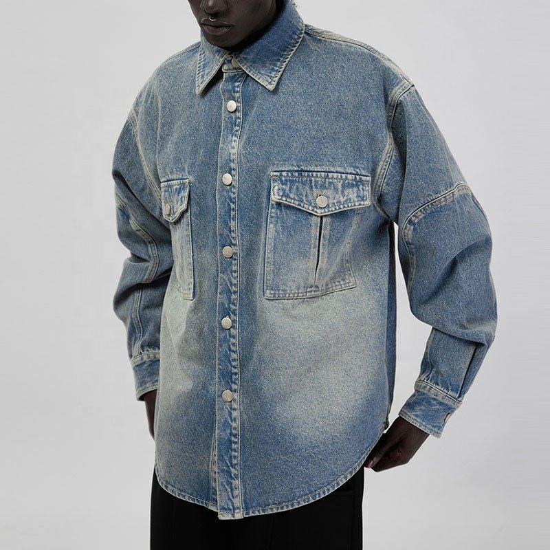 Custom men's denim jackets vintage jeans jacket shirt for men