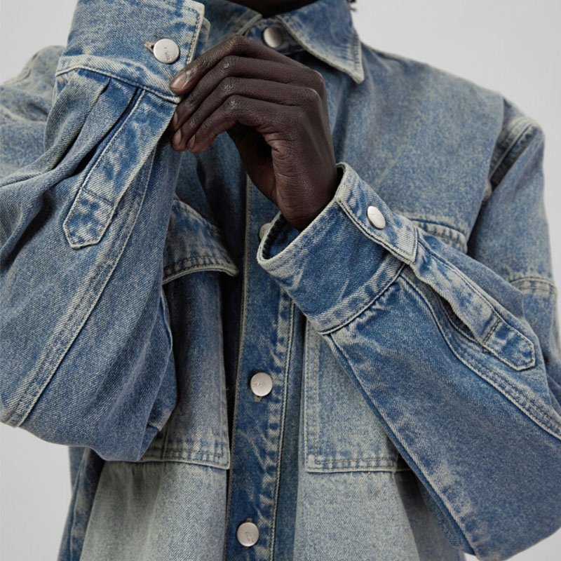 Custom men's denim jackets vintage jeans jacket shirt for men