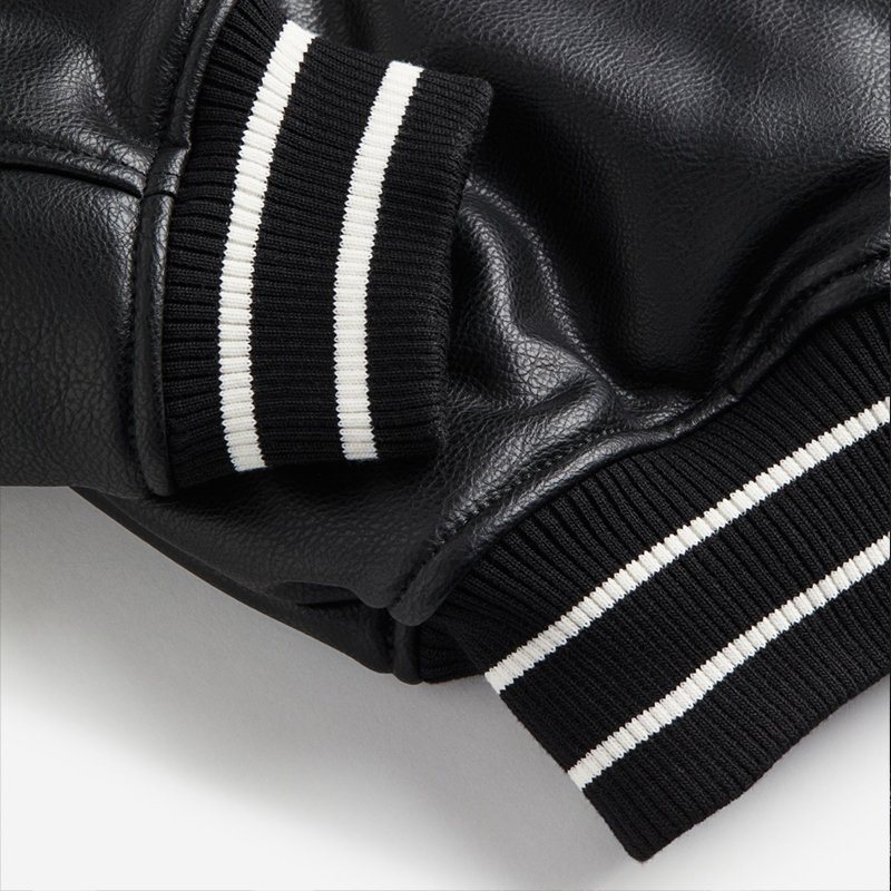 YUJIA Men Streetwear Custom Fashion PU Leather Winter Boxy Embroidery Motorcycle Varsity Oversize Jackets