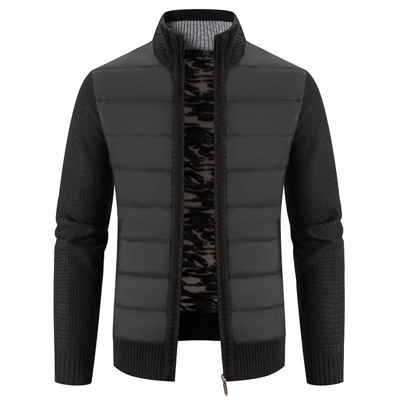 Hot selling cardigan winter men's stand-up collar sweater jacket plus velvet outer wear loose sweater custom wholesale